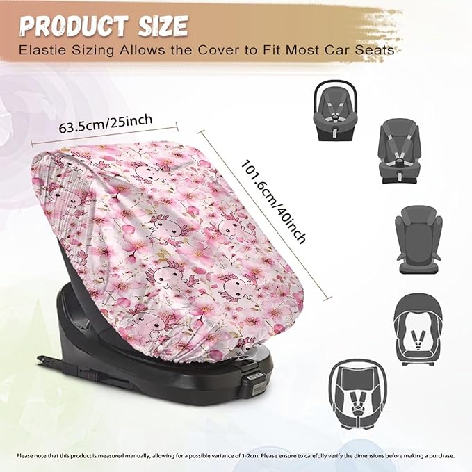 XYZCANDO Axolotl Toddler Car Seat Cover Pink Car Seat Sun Cover for Baby Car Seat Covers for Babies Boy Replacement Baby Car Seat Sun Shade Cover for Summer Car Accessories 2024