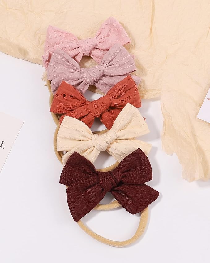 jollybows 12pcs Baby Headband Bows for Girls Newborn Soft Nylon Head Wraps Infant Headwrap Hair Accessories Toddler Kids