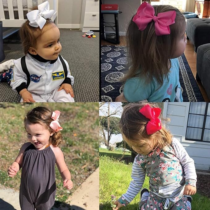 WillingTee 40colors 4.5" Hair Bows for Girls Grosgrain Ribbon Big Hair Bows Alligator Clips Hair Accessories for Baby Girls Infants Toddlers Teens Kids Children