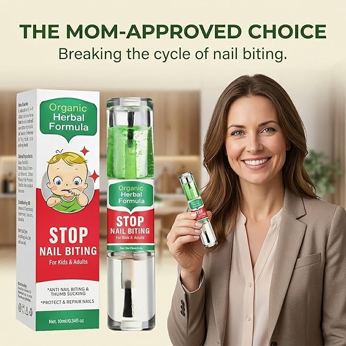 Nail Biting Treatment for Kids, 2 in 1 Nail Biting Prevention, Stop Thumb Sucking Prevention, Plant Bitter Nails Polish to Discourage Chewing, Bitter Taste Deterrent with Nourishing, 10 ML