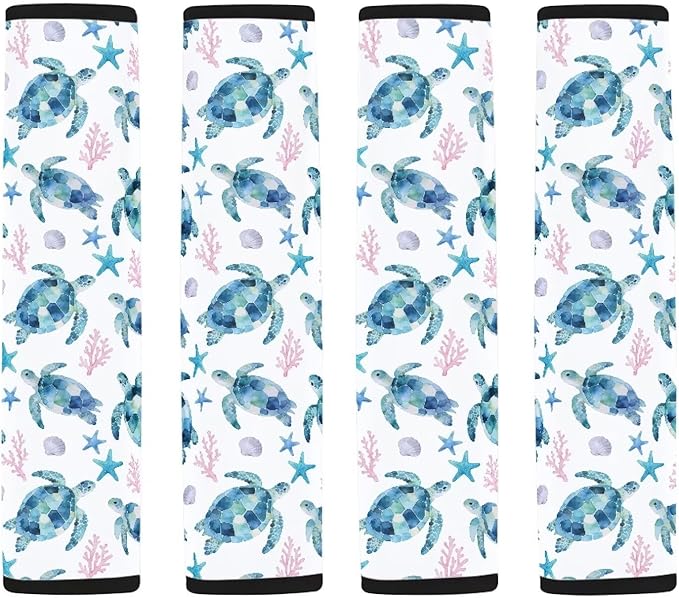 AFPANQZ Turtle Starfish Print Seat Belt Pads Covers Universal Fit for Truck Vans Sedans SUVs Safety Seatbelt Pad Cushion Comfortable Driving Car Seats Accessories