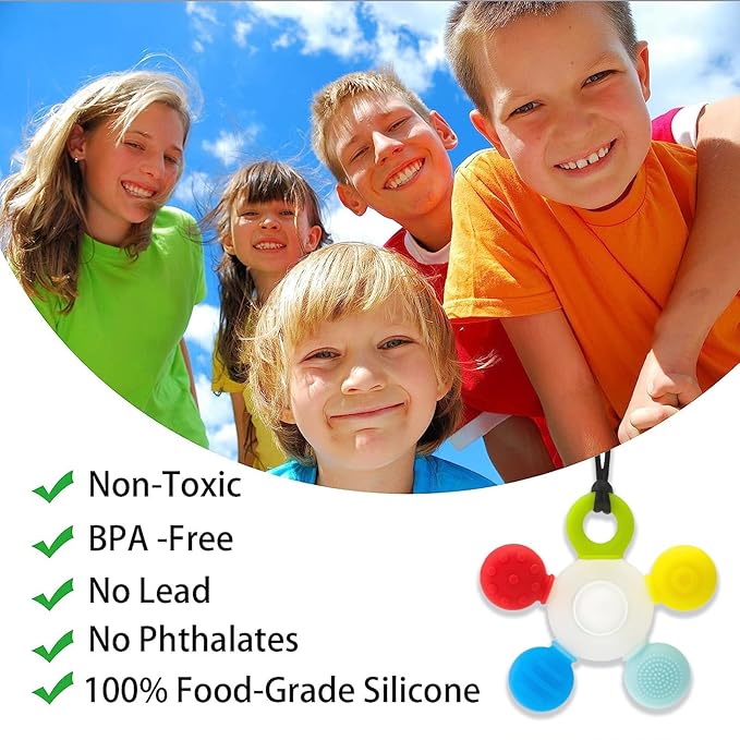 Chewy Necklace Sensory, Seeway Silicone Chew Necklace for Sensory Kids, Adjustable Length Autism Chew Toys for Anxiety ADHD SPD or Other Sensory Needs Boys and Girls 【2 Pack】