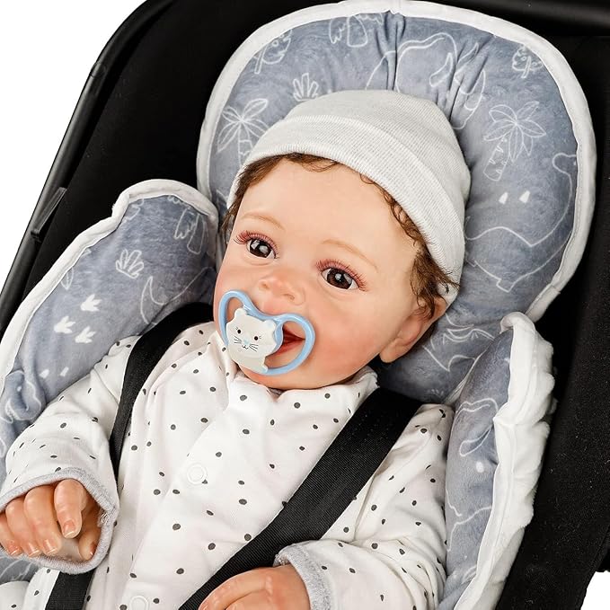 DILIMI Baby Car Seat Head and Body Support, 2-in-1 Infant Car Seat Insert, Soft Cushion for Car Seat, Stroller, Bouncers, Dinosaur