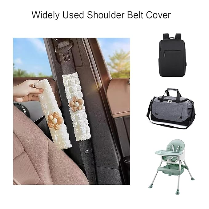Car Seat Belt Cover Pad, 2 Pack Flower Car Accessorie Seatbelt Covers Cushion Neck Shoulder Strap Protector Universal Seat Belt Cover for Adults and Kids (Texture Flower)