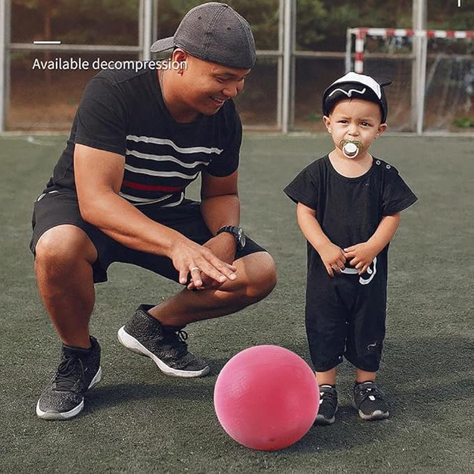 Surakey 9inch Mute Ball Children Mute Elastic Ball Silent Bouncy Ball Dodge Game Clapping Ball with Mesh Bag Low Noise Basketball Training Parent Child Interaction Outdoor Sports - Rosy 22.5CM