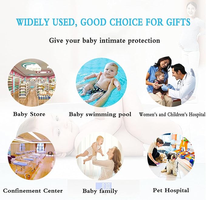 Baby Scale, Digital Baby Scale with Hold Function, Large LCD Display, Capacity 220Ib, Accurate to 10G, Height Measurement Range 0-60Cm (White)
