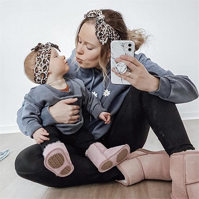 Mom and Baby Headbands Leopard Headwraps Infants Hair Bands(F13) (A-Leopard Headwraps)
