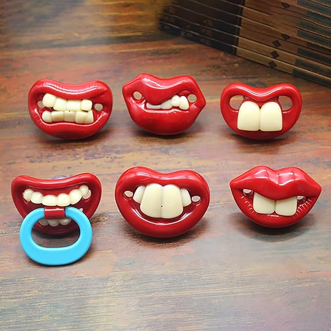 Funny Pacifier for Baby, Buck Tooth Pacifier Fake Big Teeth Soft Pacifiers with Teeth Food Grade Silicone for Babies Health BPA Free, Great Gift for Kids (3pcs-B)
