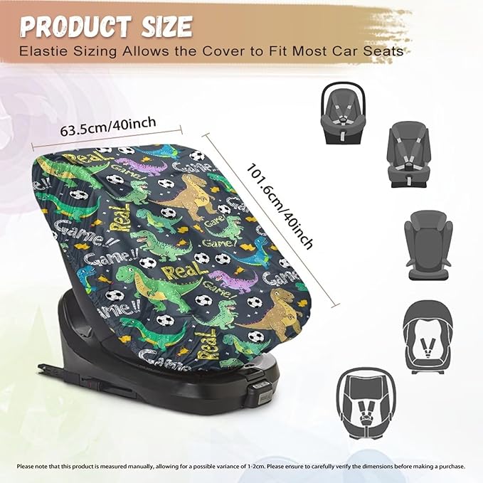 XYZCANDO Dinosaurs Design Infant Car Seat Cover Girl Cute Car Seat Covers for Babies Boy Foldable Car Seat Sun Cover for Baby Stretch Baby Car Seat Sun Shade Cover Car Decor Gift for Holiday