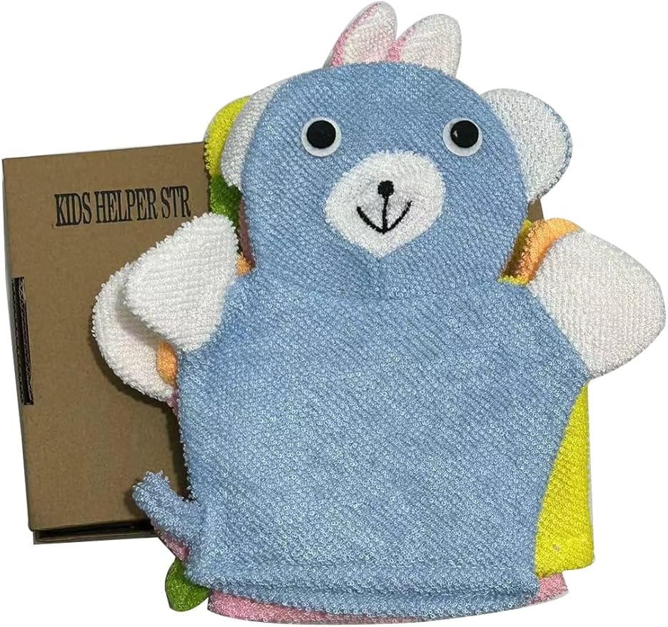 Cute Baby Kids Bath Sponge/Mitt/Glove Set of 4 Cartoon Rabbit/Frog/Duck/Bear
