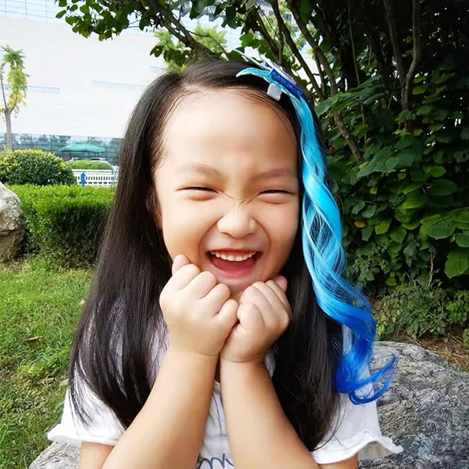 5- Colored Angel Wings Hair Bows Hair Extensions For Girls, Glitter Unicorn Hair Accessories (5PCS)