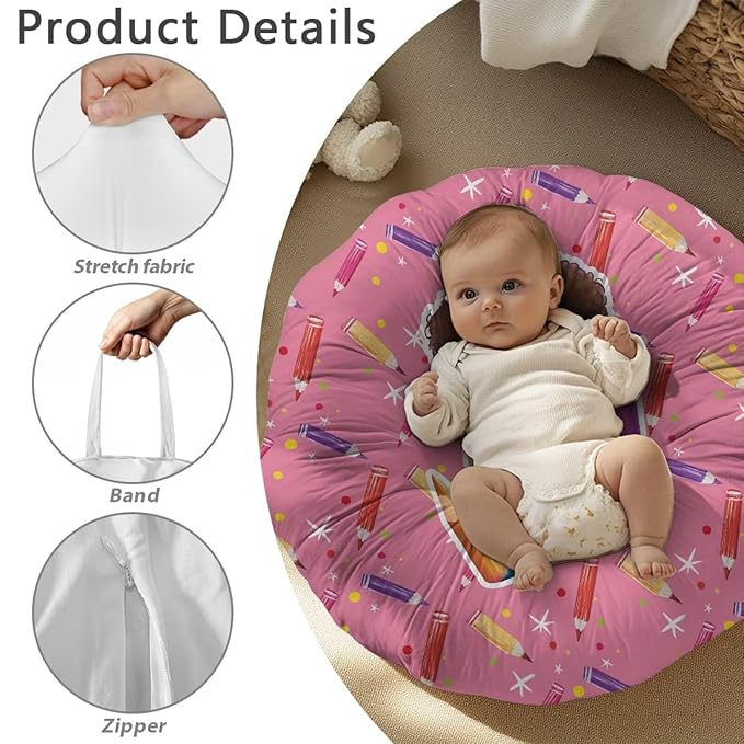 Newborn Lounger Cover, Soft Newborn Lounger Cover Removable Baby Lounger Cover Portable Infant Lounger Slipover Breathable Nest Pillow Cover for Boys Girls Pencil