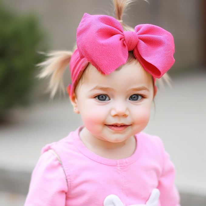 Valentines Baby Girl Bows Newborn Headband Infant Big Bows for Birthday/Baby Shower/Photography/Baby Gifts (Red&Pink)