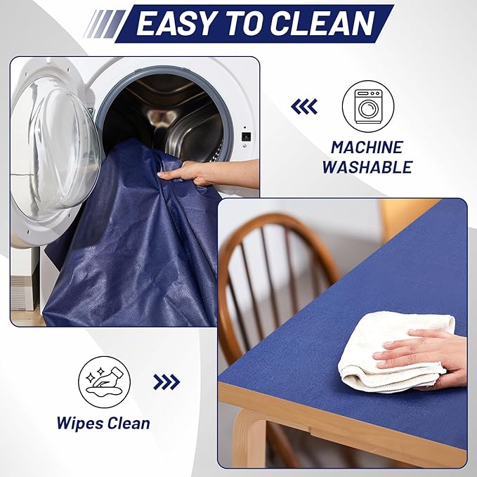 Drydiet 55x70 Inch Extra Large Craft & Painting Floor Mat - Waterproof Non-Slip PVC Art Rug, Floor Protector for Easel Painting Pottery Messy Projects, Washable Roll-up Spill Mat(Blue, Plain)