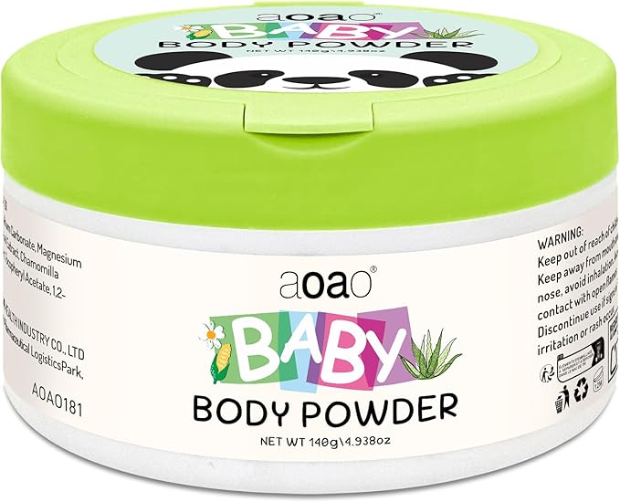 Baby Body Powder with Puff, Talc-Free Cornstarch with Zinc Oxide, Aloe, Vitamin E, Gentle Absorption for Diaper Area & Chafe Protection, Comfort Care for Rash-Prone Skin Wetness & Itch Relief, 5oz