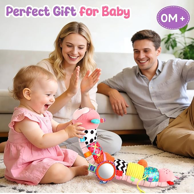 Musical Caterpillar Baby Toys 0-6 6-12 Months, Multi-Functional Sensory Tummy Time Toys for Newborn Infants Boys & Girls, Developmental Stuffed Animal Toys, Baby Shower & Baby Gifts