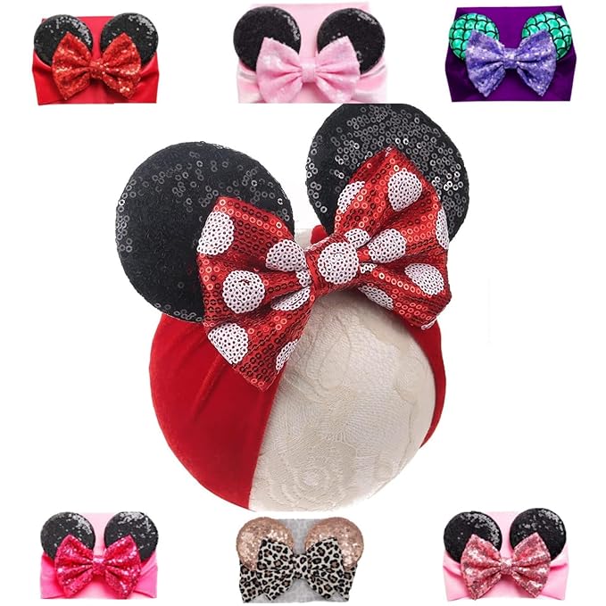 Mouse Ears Headband/Headwrap - Toddler, Baby, Kids upto 4 Years - Party supplies - Red Polka