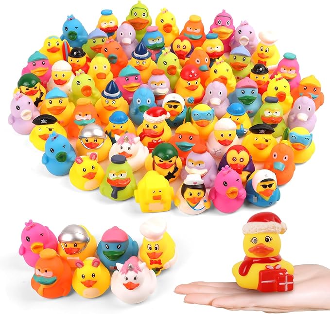 Umbresen Rubber Ducks Bath Toy in Bulk, Assortment Jeep Ducks for Jeep Ducking, Pool Rubber Ducky Floater Bathtub Toys Party Favors Birthday Gifts (100)