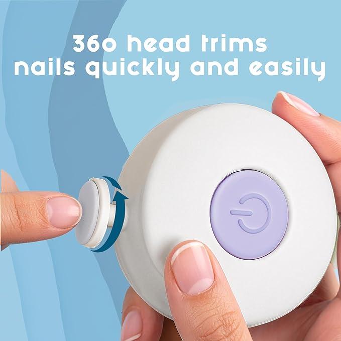 Elan Baby Electric Nail Trimmer, Baby Nail File, Safe + Easy Baby Nail File for Newborns, Infants & Toddlers, 6 Grinding Heads, Gentle Nail Care