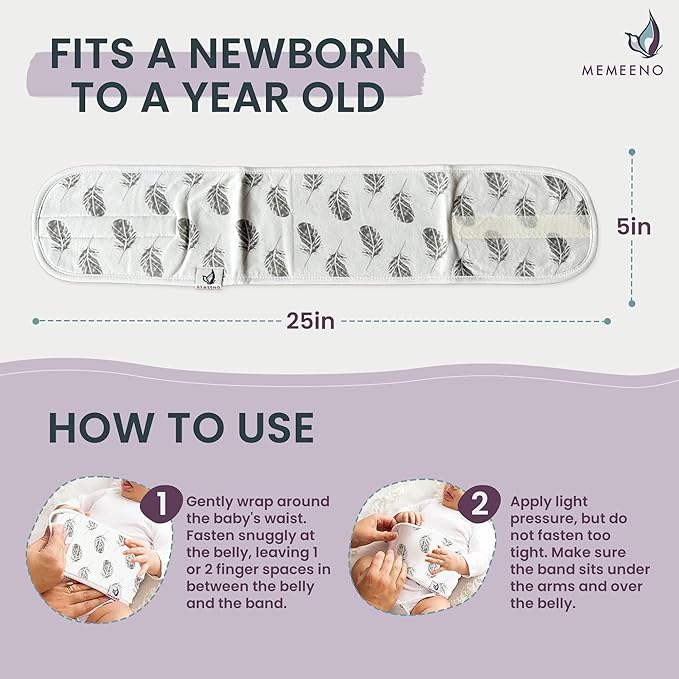 MEMEENO Baby Belly Band for Gas & Colic Relief - Heated Tummy Wrap for Newborns