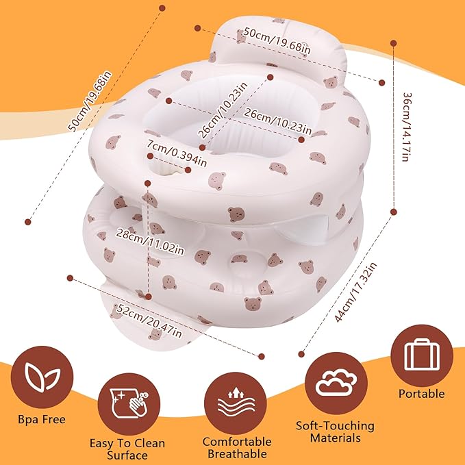 Inflatable Baby Seat for Babies 3 Months & Up, Inflatable Baby Support Seat for Sitting Up, Toddler Baby Floor Chair with Built in Air Pump, Upgrade Water Injection Function, More Stable (Color#01)
