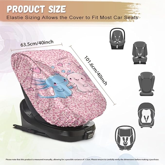 Baby Car Seat Cover, Axolotl Car Seat Sunshade Covers to Protect Your Child Safety, Protector Keeps Baby Infant Toddler Cool - Pink Leopard Carseat Shade Reflector UV Ray Helpers