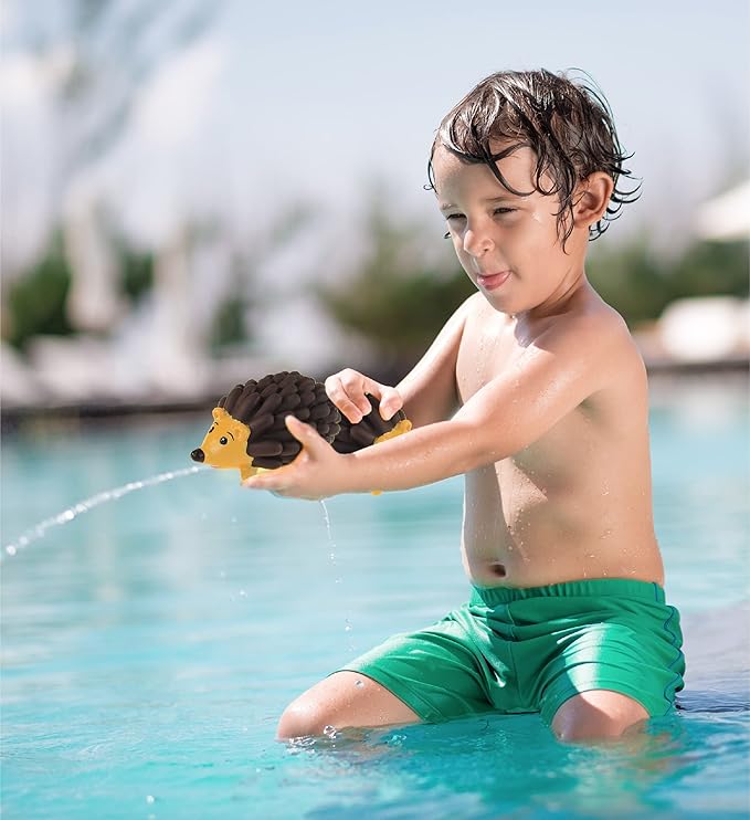 DolliBu Hedgehog Bath Buddy Squirter - Floating Brown Hedgehog Rubber Bath Toy, Fun Water Squirting Bathtime Play for Toddlers ,Cute & Soft Wild Life Animal Toy for The Bathtub, Beach & Pool for Kids