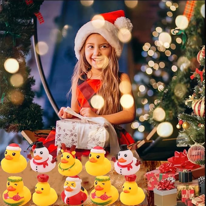 Assorted Rubber Duck Small Rubber Ducks in Bulk Baby Shower Bath Toy for Kids Toddler Birthday Christmas Party Favors Stocking Stuffers Classroom Incentives (Christmas Ducks 6pcs)