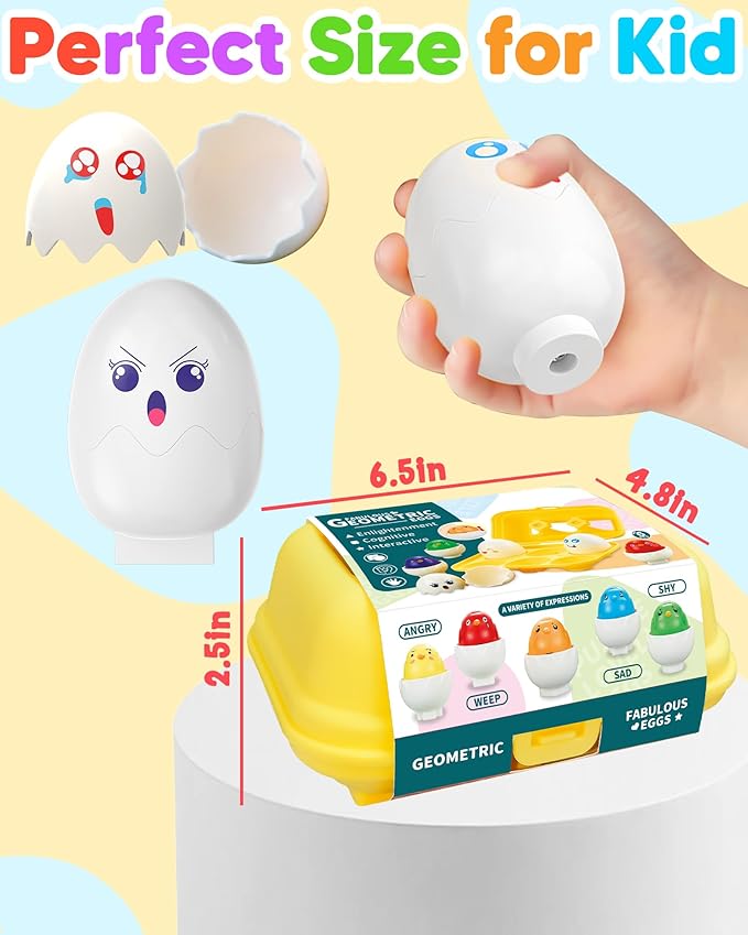 Walenced Easter Egg Toys for Toddlers 1-3, Easter Basket Stuffers for Toddlers 1-3 Prefilled Easter Eggs with Toys Inside, Matching Sensory Eggs Toys, Easter Gifts for 3 Year Old Girls Boys