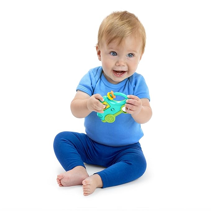 Bright Starts Safari Driver Take Along Toy with Music and Lights, Monkey, On The Go Travel Activity, Unisex, Blue, 3 Months+ (Pack of 2)