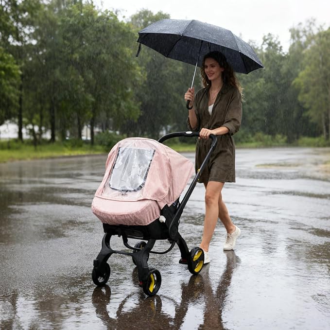 Baby Car Seat Cover, Waterproof Carseat Cover with EVA Transparent Window, Universal Car Seat Rain Cover with Storage Bag, Breathable Baby Carrier Cover for Cold Weather