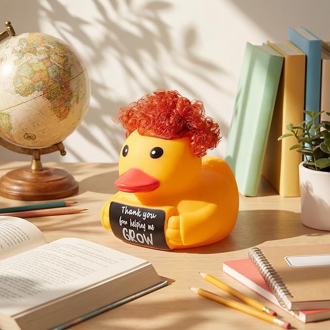 Civaner 7 Inch Emotional Giant Rubber Duck Big Jumbo Positive Yellow Duck Inspirational Gift Large Duckling Toy with Squeaky Sound for Men Coworker Colleges Graduation(Thank You for Help Me Grow)