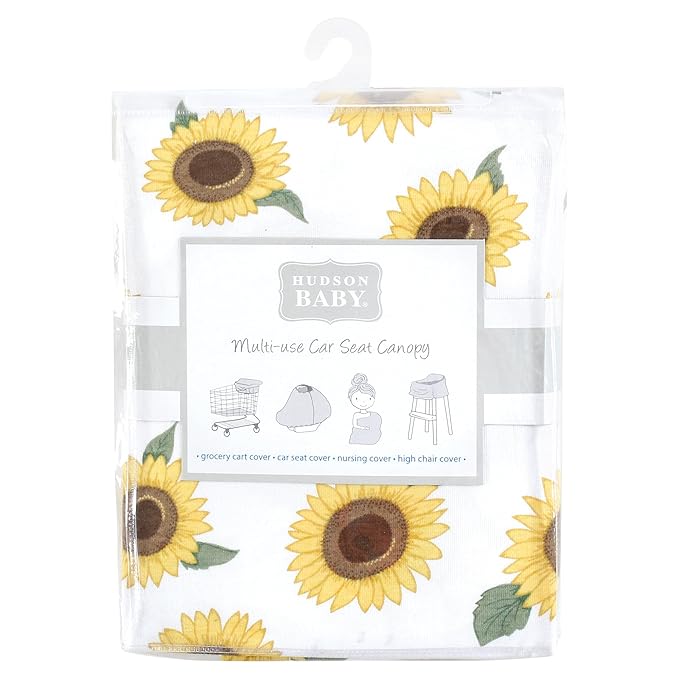 Hudson Baby Unisex Baby Multi-use Car Seat Canopy, Sunflower, One Size