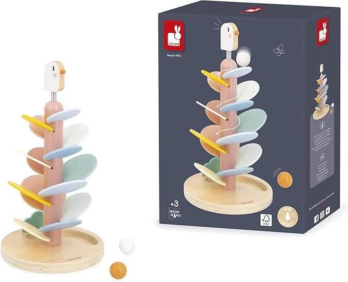 Janod - Wooden Descender Slide to Assemble - Child Playtime - Develops Fine Motor Skills - Educational and Decorative - Encourages Learning