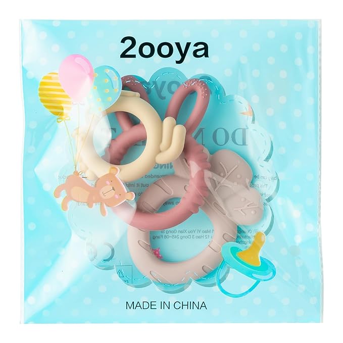Easter Silicone Teethers for Babies - 2ooya 2Pcs Bunny Chick Carrot Infant Teething Chew Toys, Toddler Sore Gums Pain Relief Toy for Newborn Boy and Girl Spring Easter Baby Shower Birthday Gifts