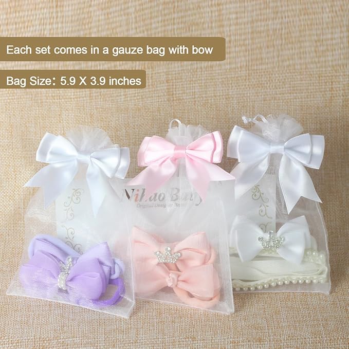 Nihao Baby Mini Small Bows for Preemie Baby New Baby Headband Set Infant Girl Gift -5 PCS