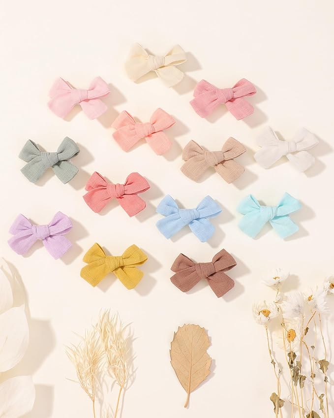 jollybows Mini Lined Hair Clips Bows for Babies, Infants, Toddlers, Girls and Teens - 40pcs 2" Tiny Barrettes