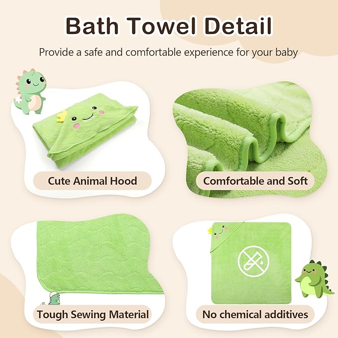 OFUSUY 6 PCS Baby Bath Towels, 3 PCS Animal Hooded Baby Towels & 3 PCS Washcloths, Baby Bath Towels for Infants & Toddlers - Soft & Ultra Absorbent, Cute Newborn Bath Essentials Gifts for Boys & Girls