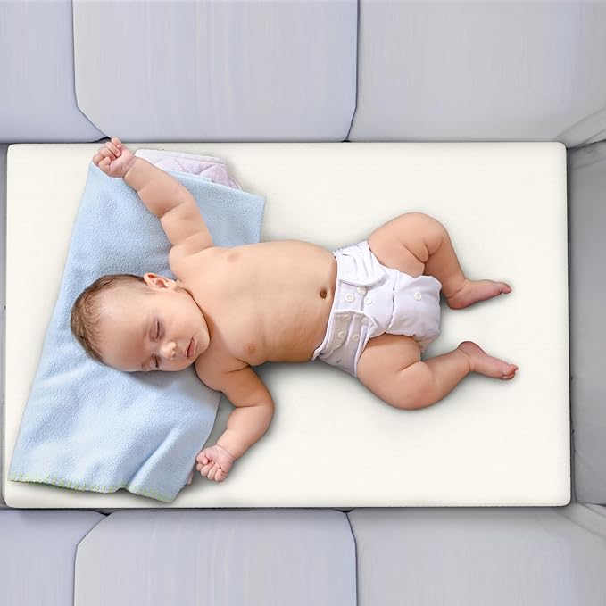 YENING Bamboo Pack and Play Mattress Pad Breathable 38x26 Waterproof Baby Mattress for Pack N Play Matress Topper Waterproof with Strap White