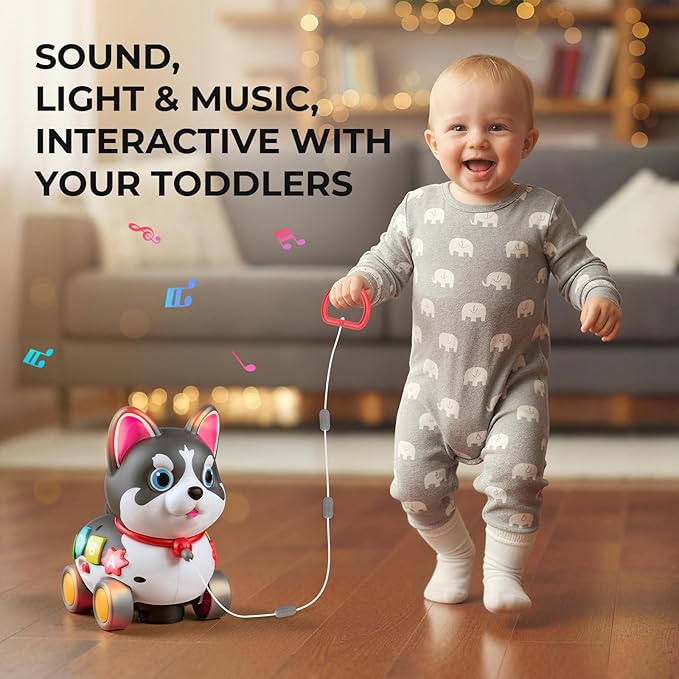 Baby Toys 1 Year Old, Musical Puppy Toys for 6-12-18 Month Girls Boys, Bilingual Educational Toys, Crawling Walking Puppy for 1st Birthday Gifts, Black