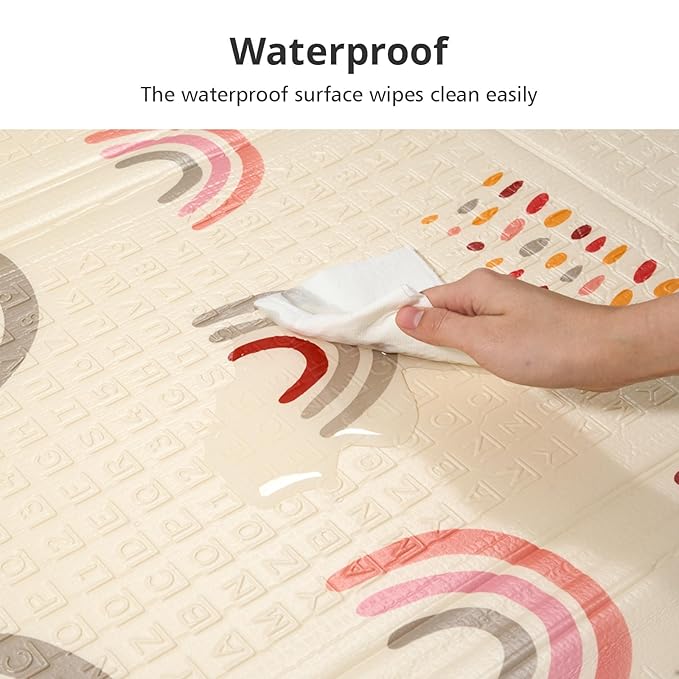 Foldable Baby Play Mat, PIGLOG 50x50 Playpen Mats, 0.6in Thick Waterproof Playmats for Babies and Toddlers Kids, Safe Foam Playmat for Tummy Time, Reversible Portable Floor Playmats for Infant