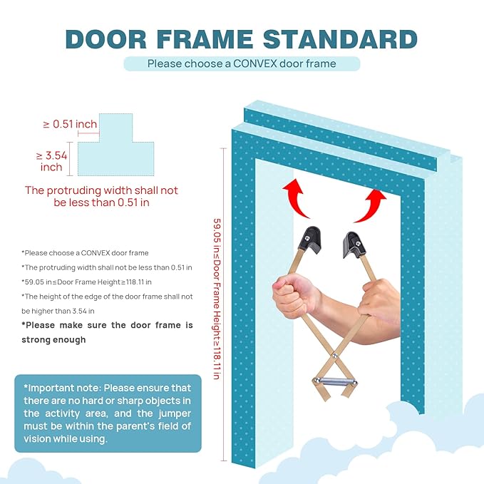 Baby Jumper Doorway, Baby Door Jumper with Adjustable Strap, Baby Jumper for Indoor/Outdoor Play, Easy to Assemble & Store (Ideal Gift for 6-24 Months)