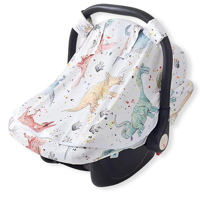 Baby Car Seat Cover, Infant Carrier Canopy for Boys Girls with Two Way Zipper Windproof 3 Modes with Extra Large Mesh Window for Stroller Car Seat (Style 1)