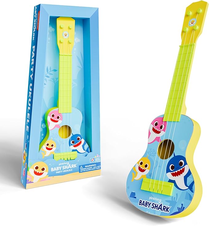 Lollipop Paw Patrol Party Ukulele - Musical Toy Gift for Toddlers4 String Mini Guitar Musical Instrument, Educational Learning Toy, Can Play with Strap or Picks - Great for Beginner (Baby Shark Blue)