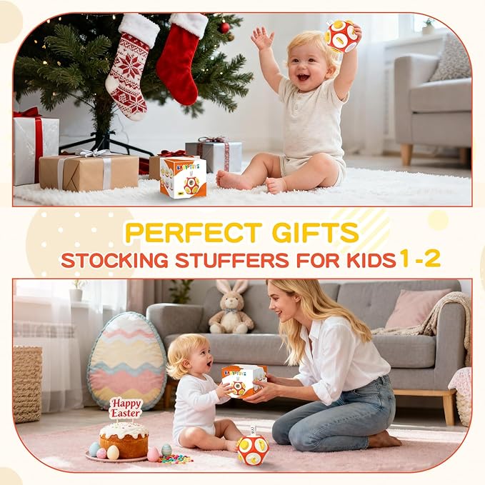 Montessori Activity Cube & Busy Board for 1 Year Old - 12-in-1 Travel Toys for Airplane & Car, Car Seat & Stroller Activity Toy, Toys Gift for 1 Year Old Boy Girl, Easter Basket Stuffers for Toddler