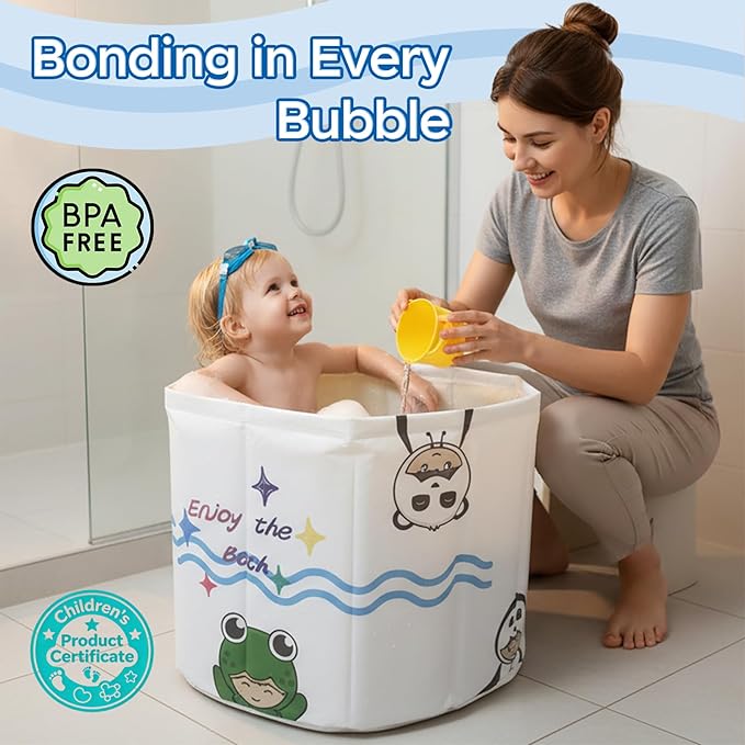 WAVYEASE® New Design Portable Bath Tub for Toddlers - Foldable Deep Soak Bathtub for Kids, One-Second Setup, Easy Storage, Lightweight, Travel Essentials for 12-60 Months