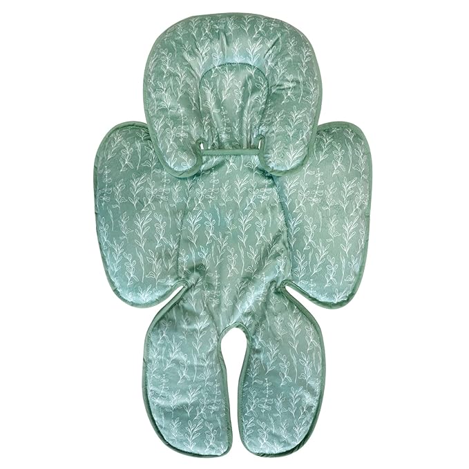 Baby Car Seat Head and Body Support,2-in-1 Reversible CarSeat Insert,Soft Cushion for Stroller, Swing, Bouncer,Green Sage