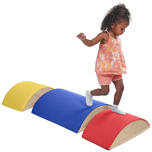 ECR4Kids SoftZone Colorful Log Climber Balance Builders, Beginner Playset, Assorted, 3-Piece