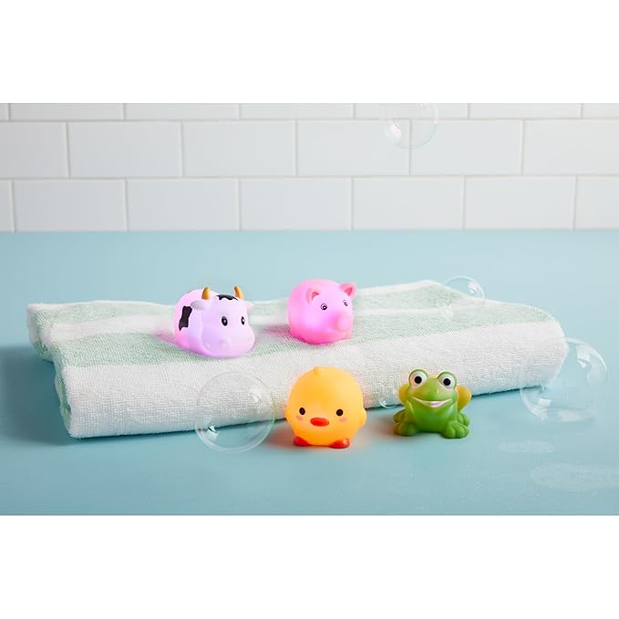 Mud Pie Kids Light Up Farm Bath Toys; Approx 2" X 2"