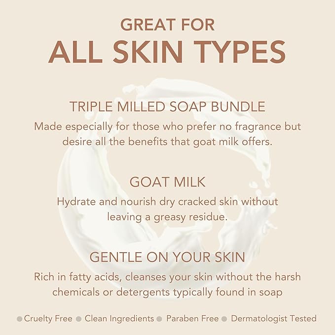 Dionis Goat Milk Unscented Moisturizing Bar Soap for Sensitive Skin 6 oz (Pack of 1)
